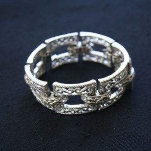 Trifari Silvertone Filagree Link Bracelet